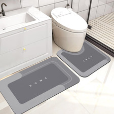Housego 2Pcs Absorbent Bath Mat Magic Rug Sets Quick Drying Bath Mat Non-Slip