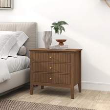Large 3 Drawer Bedside Table - Hales Dark Wood Range