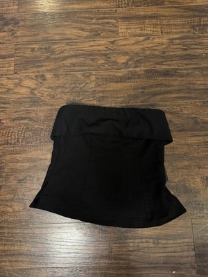 Moa Moa Black Crinkle Strapless Tube Top Sz M NWT