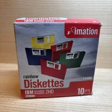 Imation IBM Formatted 1.44 MB 2HD Rainbow Diskettes 10 Pack New Factory Sealed