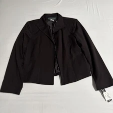 Harve Benard NWT SZ 10 Women’s Brown Wool Blend Open Front Jacket Blazer Stretch