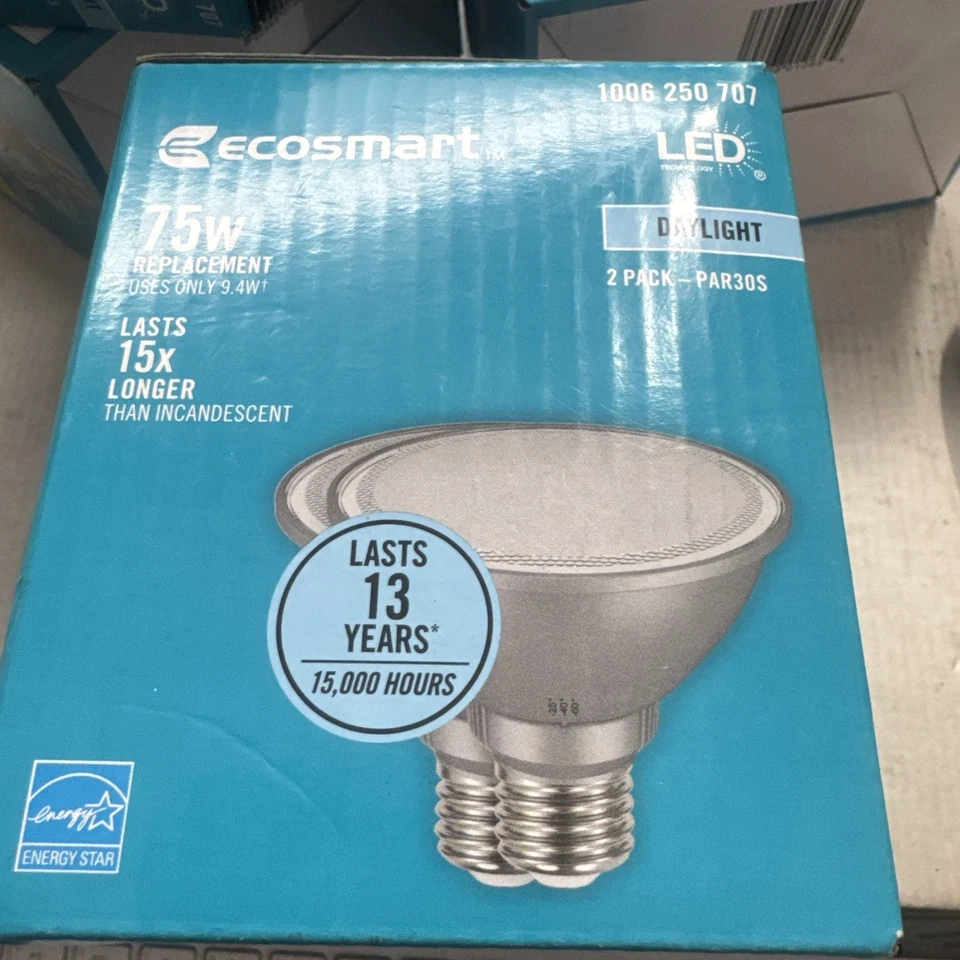 EcoSmart Two Packs 9.4W 75W Equivalent Light Bulbs PAR30S Dimmable Flood LED - Image 2 of 4