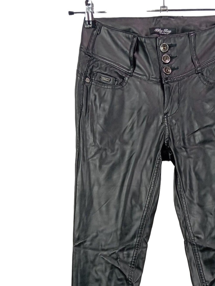BLUE RAGS Pantalone in pelle Donna Pantalone Taglia IT 40 nero stile ...