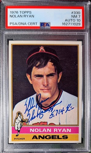 NOLAN RYAN 1976 Topps #330 Signed/Autographed Card PSA 7/DNA 10