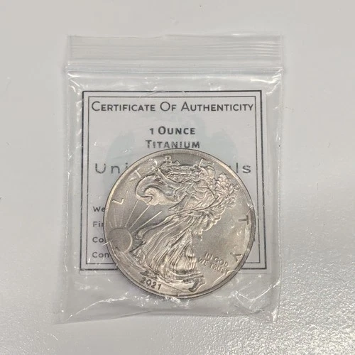2021 -  1 Ounce OZ .999 Fine Solid Titanium USA American Liberty Eagle Coin