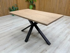 Furniture Village ‘Saturn’ Solid Oak 135cm Fixed Dining Table Star-Shaped Base