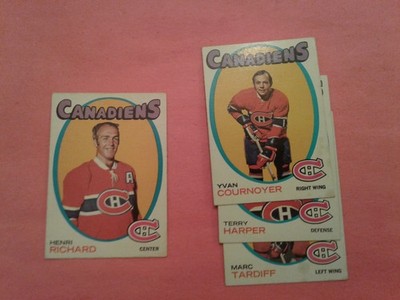 1971-72 O-Pee-Chee Henri Richard Montreal Canadians + three Topps teammates