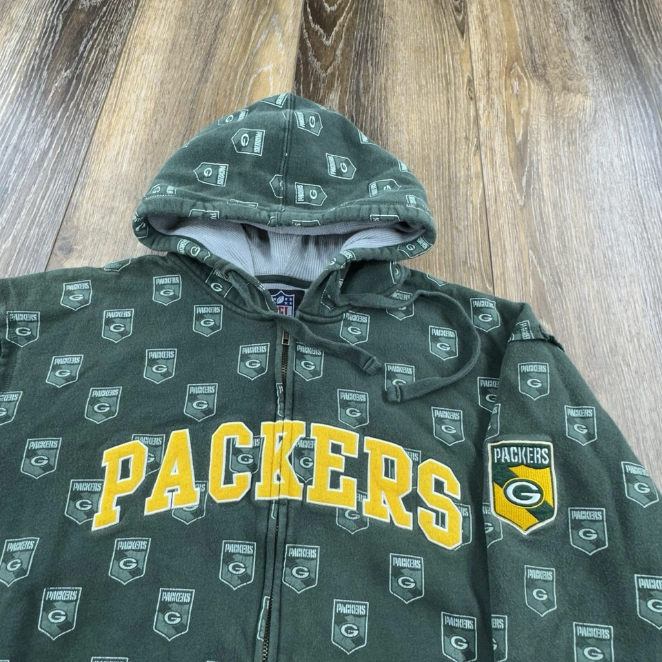 Vintage Green Bay Packers Hoodie Mens XXL Green Sweatshirt NFL Football Sweater - image 4 of 4