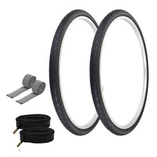 PRO TIRES 700 x 40 Black P-1134 W/TUBES RIM STRIPS 48mm Schrader Valve