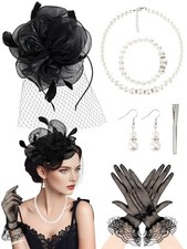 Tea Party Outfits for Women, Funeral Fascinators Veil Mesh Headband Black