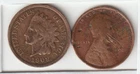 Rare US 1909 Indian Head Cent & 1909 Lincoln Wheat Penny Coin Collection Lot i58