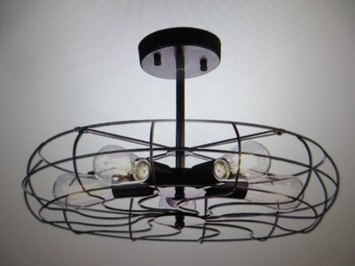 CLAXY 19.7 in. 5-Light Black Modern Semi-Flush Mount YO-T7007-5CU-OB