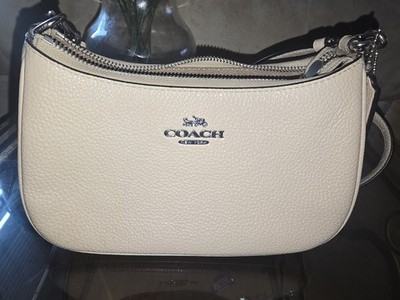 Coach Teri Hobo Bag Shoulder Crossbody Pebbled Leather Sandy Beige