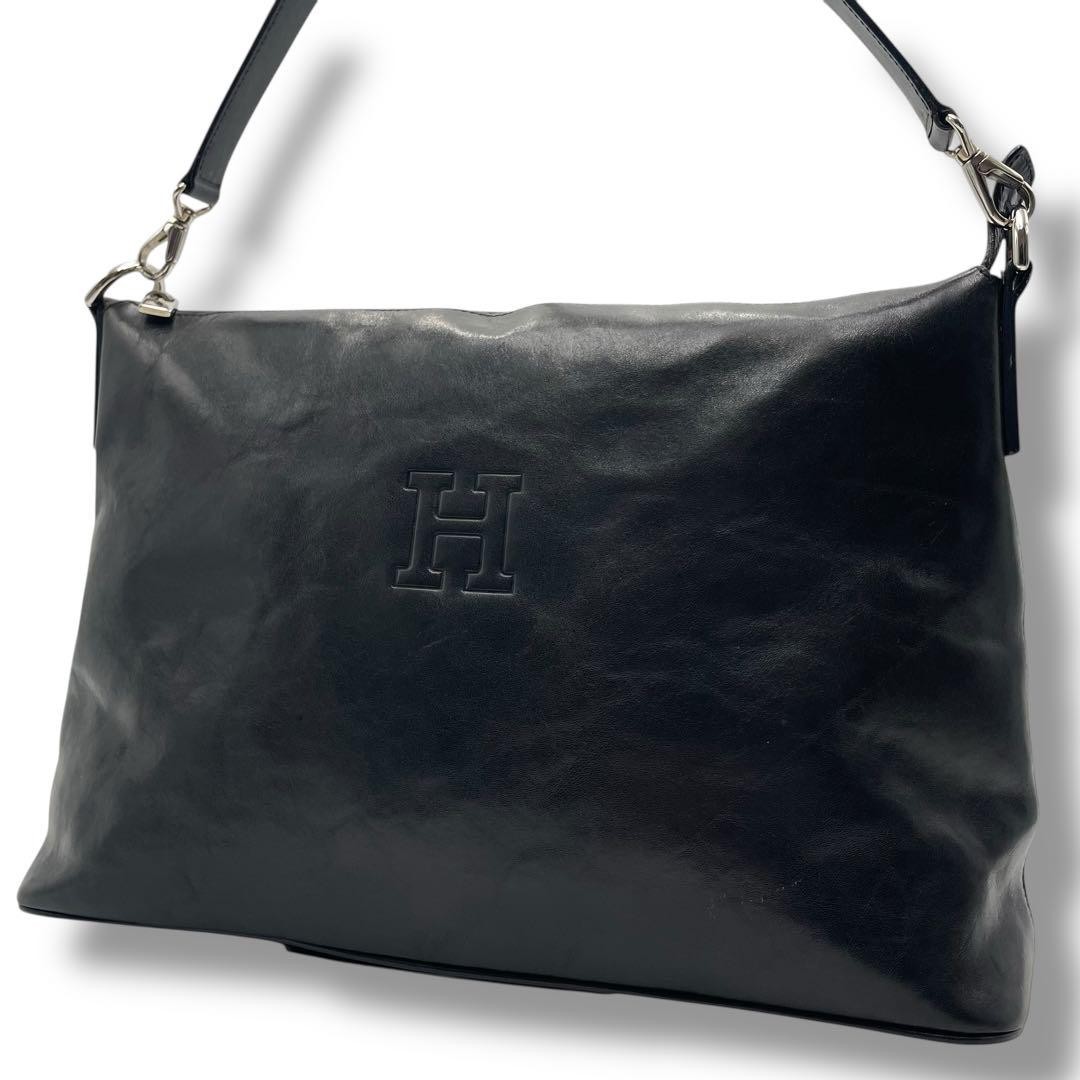 バッグ HIROFU real leather one shoulderbag Hirofu Leather One-Shoulder Bag Black Genuine Leather