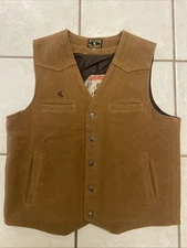 VTG Wyoming Traders WOOL Vest BROWN Cowboy Western Mens LARGE Fully Lined READ