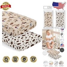 Exclusive Western Cowboy Crib Sheets 2-Pack - Breathable Fabric, Toddler Bed Fit
