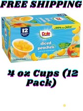 Dole Diced Peaches in 100 Juice - Dole Fruit Bowls Snacks - 4 oz Fruit Bowls -