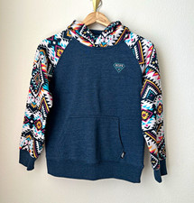 Hooey Rope Like A Girl Women's Blue Aztec Geometric Fleece Hoodie Pockets L