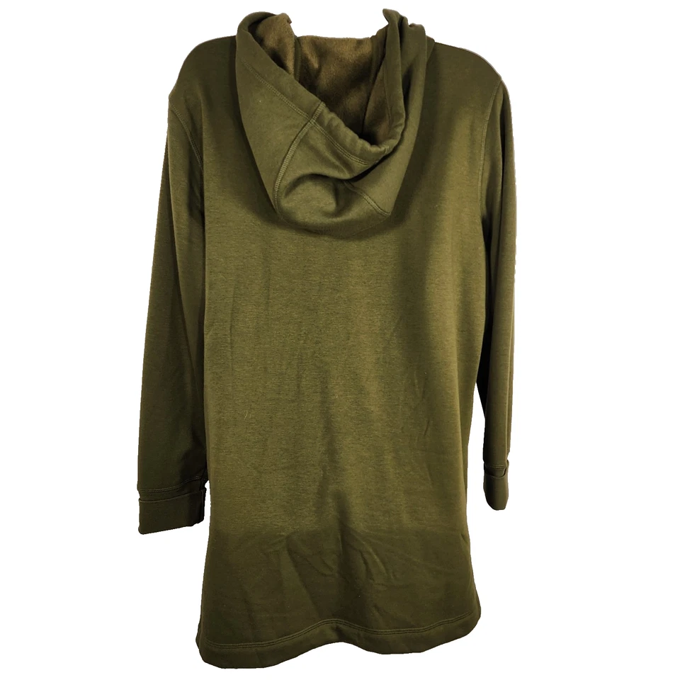 Isaac Mizrahi Live! Sudadera con capucha para mujer SOHO con cremallera trasera felpada frontal camuflada verde mediana Foto 2 de 4