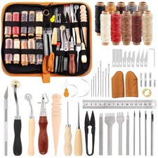 Kit, N&auml;hwerkzeug Set, Wachsfaden, Lederlocher, N&auml;hnadeln, Bastelset