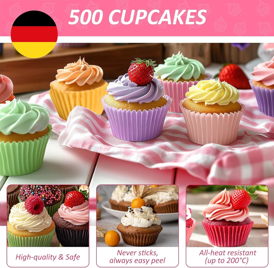Muffinförmchen Papier, 500 Stück Mini Muffins Papierförmchen, Muffinform Papier  - Bild 3 von 4