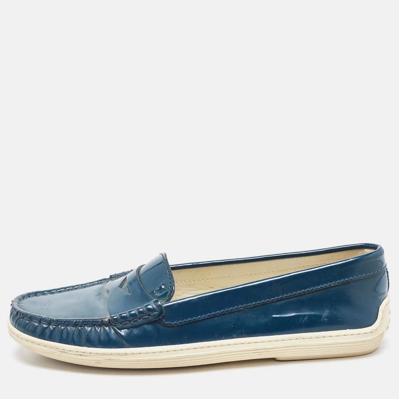 TOD’S Mocassini per penny in pelle verniciata Tod's Teal taglia 35