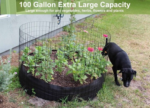 2 Pack 100 Gallon Fabric Raised Garden Planting Beds, Heavy Duty Round Plant ... - Picture 3 of 7