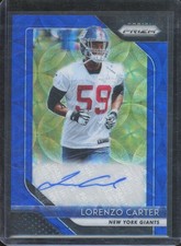 2018 Panini Prizm LORENZO CARTER #RA-LC RC Rookie Blue Scope Auto /99 Giants