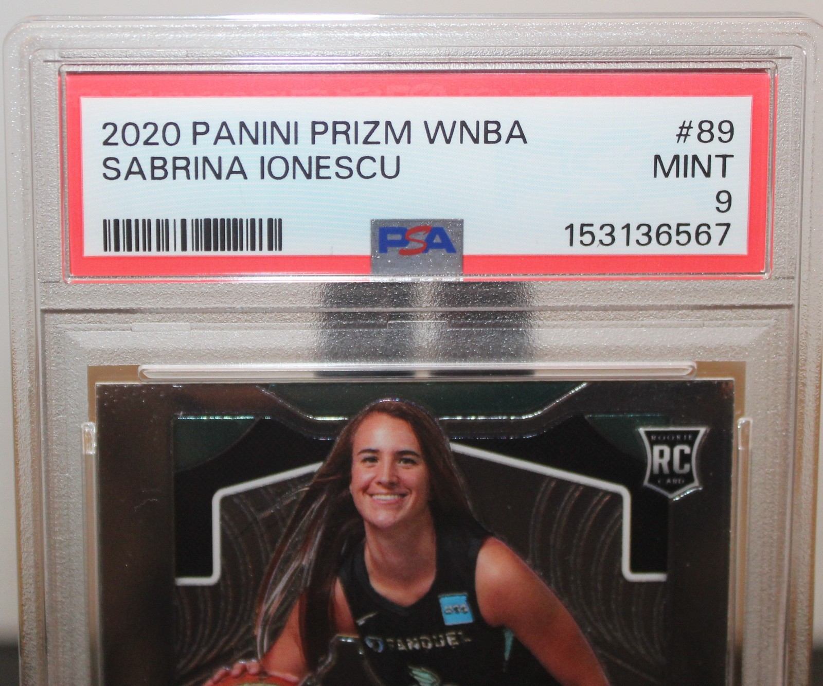 2020-21 Panini Prizm WNBA Sabrina Ionescu RC Rookie #89 Liberty PSA 9 view 5