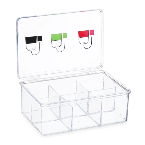 Caja té 6 compartimentos Dispensador bolsas té plástico Organizador infusiones - Imagen 6 de 9