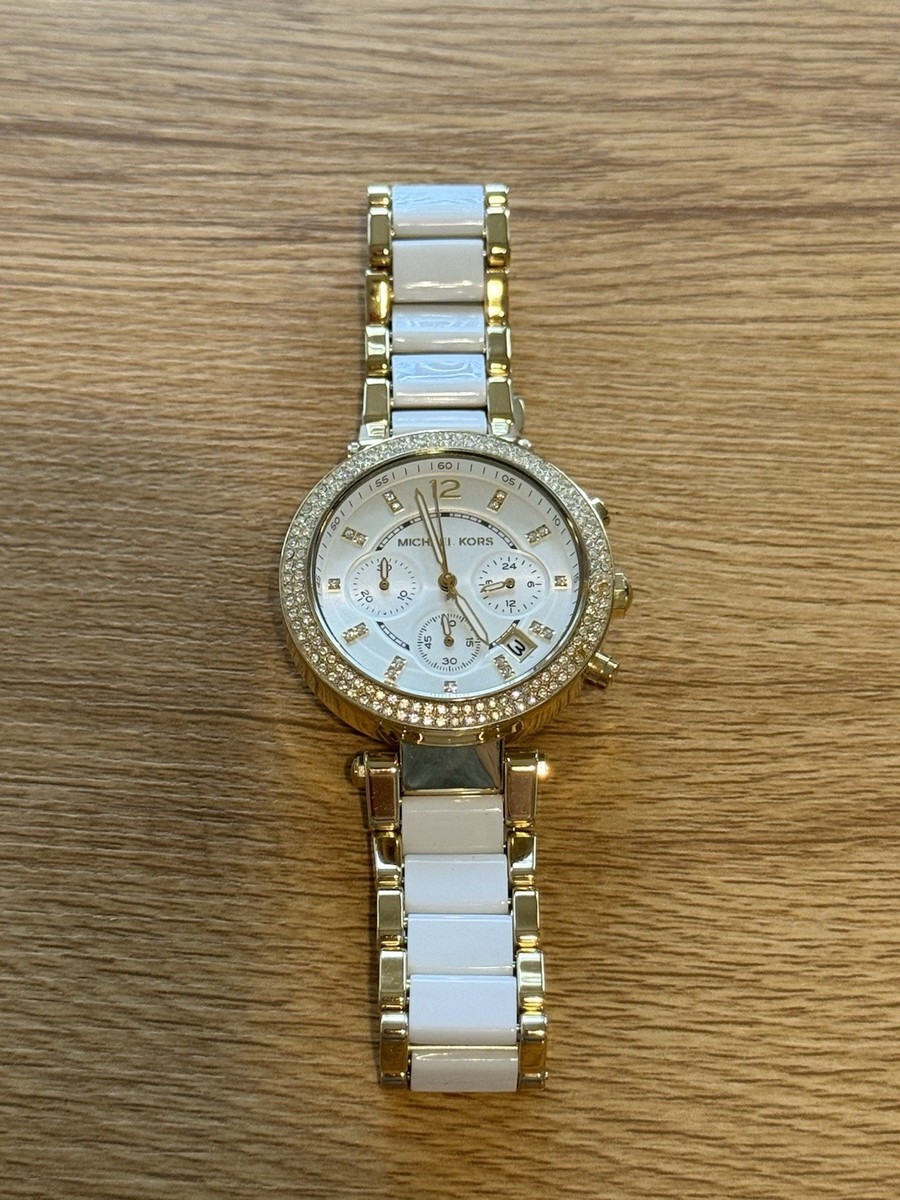 Michael Kors Gold and Ivory Ceramic Crystal-Accent Women\'s Watch Michael Kors Women main image 4