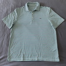 Vineyard Vines Shirt Mens Large Performance Golf Polo Teal Blue Stripes