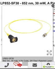 THORLABS SM Fiber-Pigtailed Laser Diode - LP852-SF30 - 852 nm, 60 mW, A Pin Code