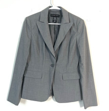 New York  Company Blazer Womens 4 Gray Pinstripe Stretch Single Breasted Lined
