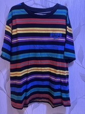 Guess Men's T-Shirt Multi-Color Stripe USA XL Size 42 Excellent Condition