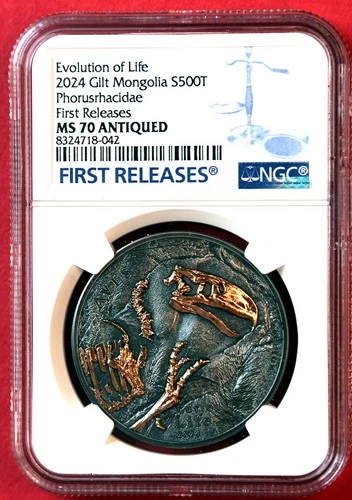 2024 Mongolia Evolution Of Life (Phorusrhacidae)-AVES 1 oz. Silver NGC MS70-RARE