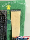 💎ROLEX Black Leather Crocodile Band 20/16mm With Rolex Crown Buckle Gold NOS'💥 — photo 3