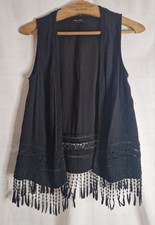 NEW LOOK Ladies black fringed waistcoat size 10
