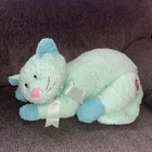 Vintage Baby TY Pillow Pals Kittybaby Green Plush Cat Rattle 2001 Lovey Plush