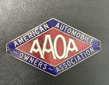 Aaoa American Automobile Owners Association Rare Car Club Emblem Badge 4.5