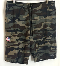 O'Neill Hyperfreak GI Jack 3 Men's Size 36 Camo Print USA Flag 11" Board Shorts