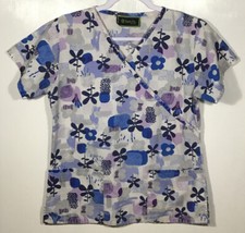Scrub Top womens size XS Extra-Small S Small by bonita scrubs gray blue purple