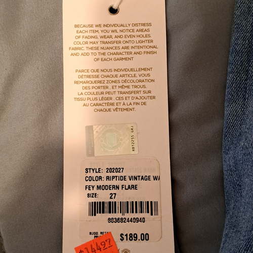 True Religion X Manchester United Fey Modern Flare Jeans Sz 27 Gold Accents NWT - Picture 6 of 21