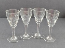 Set of 4 Vintage Liqueur Cordial Glasses Etch...
