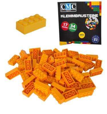 100 Klemmbausteine Dunkel Gelb  Bausteine 2x4 Noppen Basic Bricks 8er Steine Neu