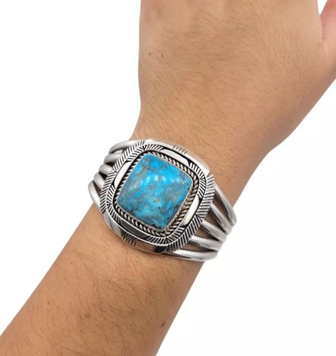 Melvin Francis Bracelet Cuff Sterling Silver Split Shank with Natural Turquoise - Picture 5 of 5