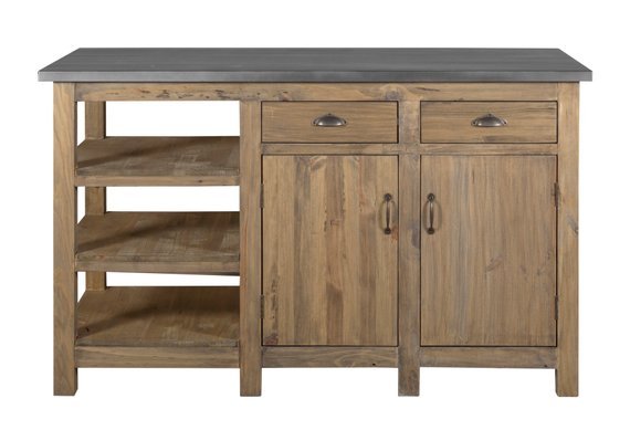 Amish Built Unfinished Reclaimed Barn Wood Open Kitchen Island W