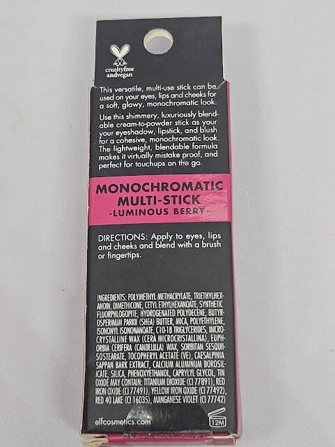 ELF e.l.f. Monochromatic Multi Stick Cream Face Lip Color 81327 Luminous Berry - Image 3 of 4