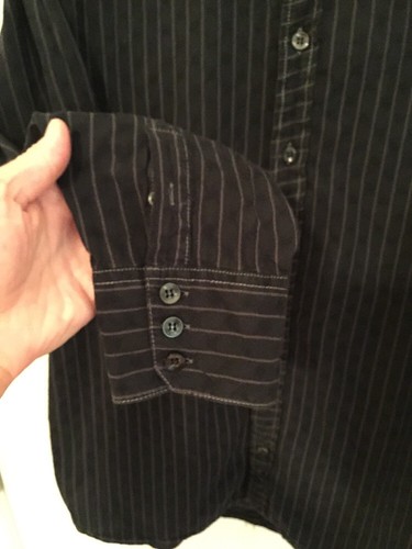 BKE CONTOUR FIT MENS BUTTON UP LS SHIRT SZ XXL BLACK/GRAY STRIPED - Picture 9 of 9