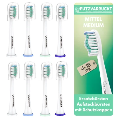 PUTZVARRUCKT 4-16 Mittel Ersatzbürsten passend für Philips Sonicare Aufsteckbürsten - Medium